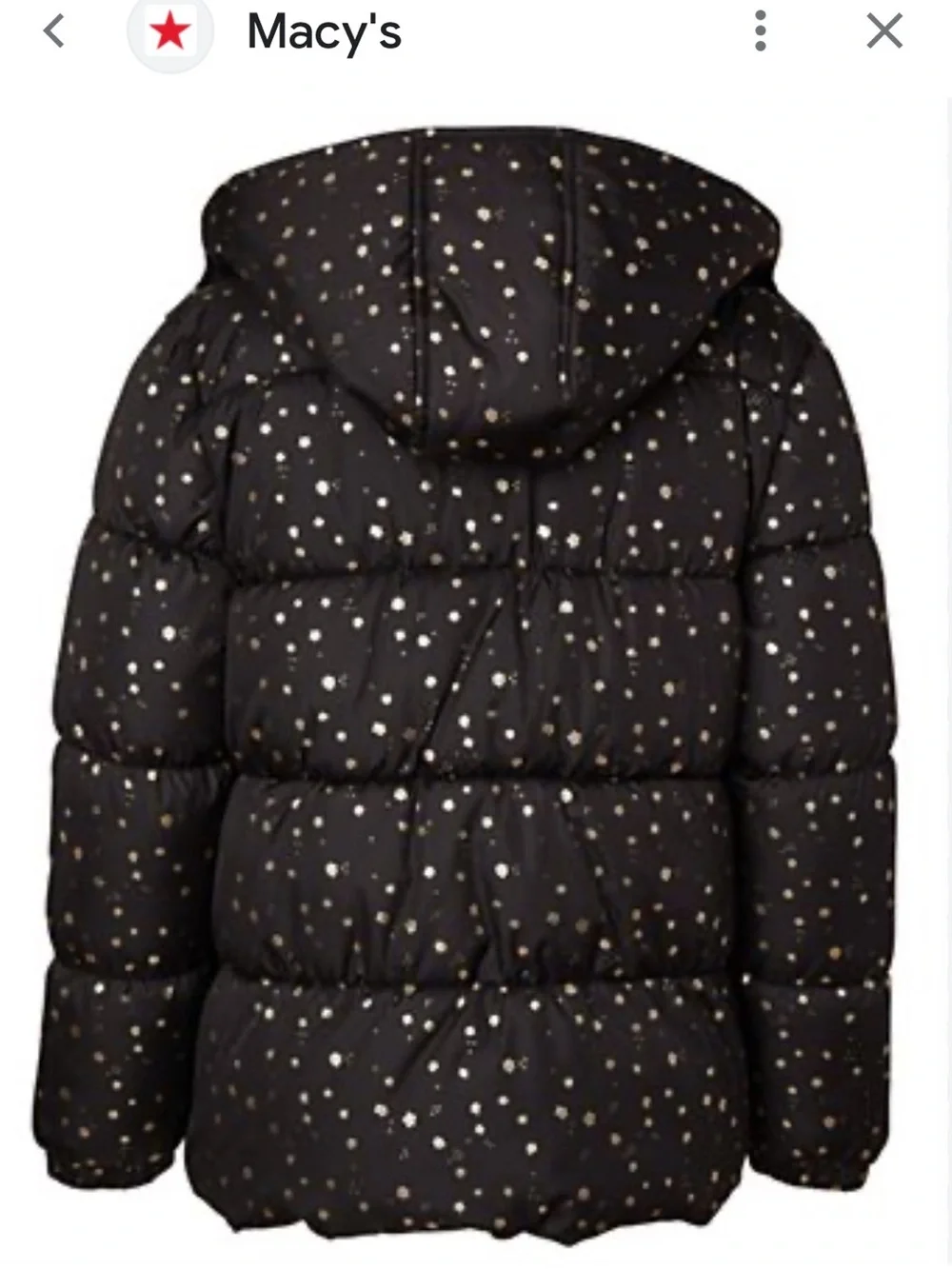 Kensie Girl puffer jacket winter coat size XL 16 Black gold floral print hood